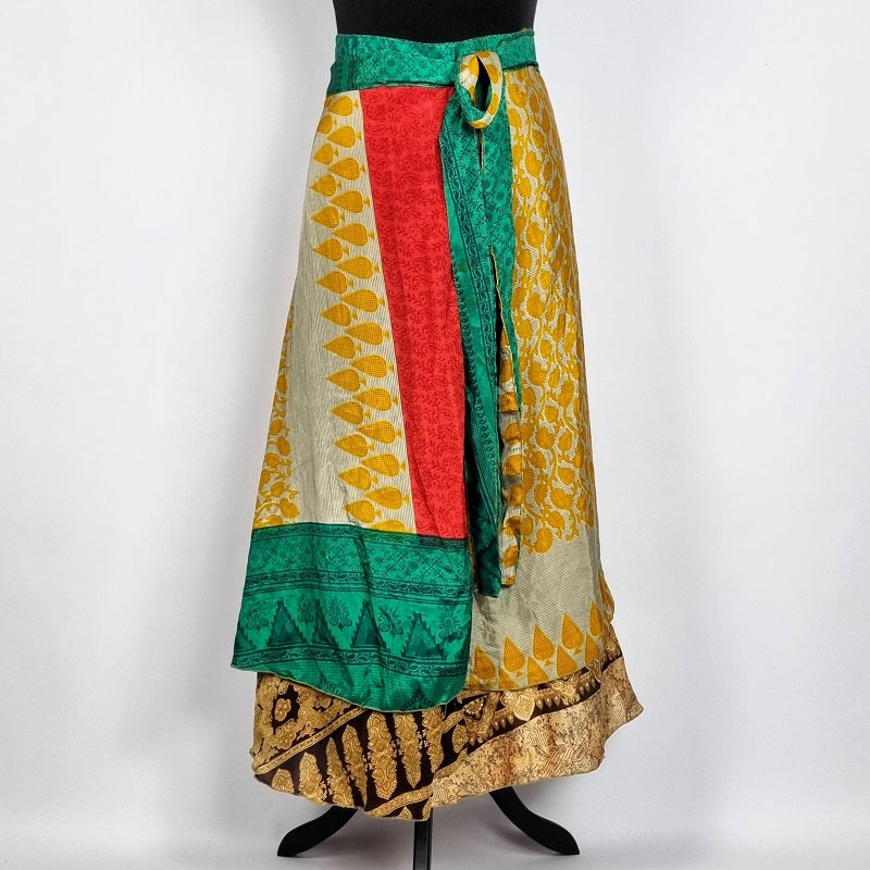 Flattering Indian gypsy wrap skirt made from vintage silk mix saree f Woshoush Galerie Trading