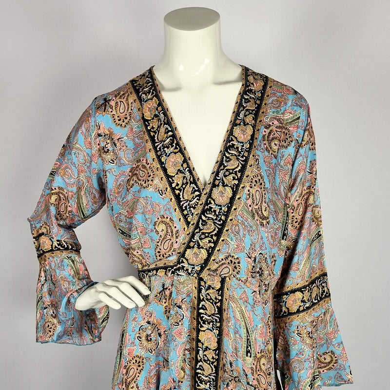 Indian silk-mix maxi wrap dress