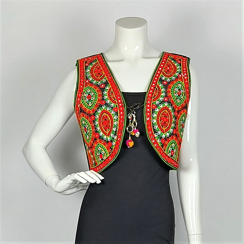 Embroidered sleeveless outlet jacket