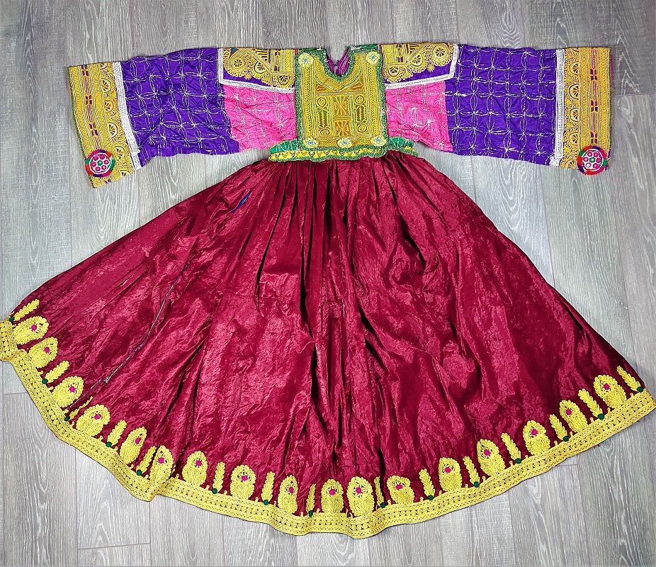 open lace back dress Antique Afghan dress, with traditional embroideries and patches – Woshoush  Galerie & Trading