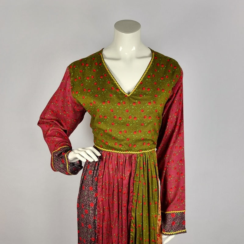 Afghan patchwork fashion dress with floral print – Woshoush