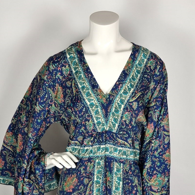 indian silk maxi dress Indian silk-mix summer dress with oversized flared sleeves #1