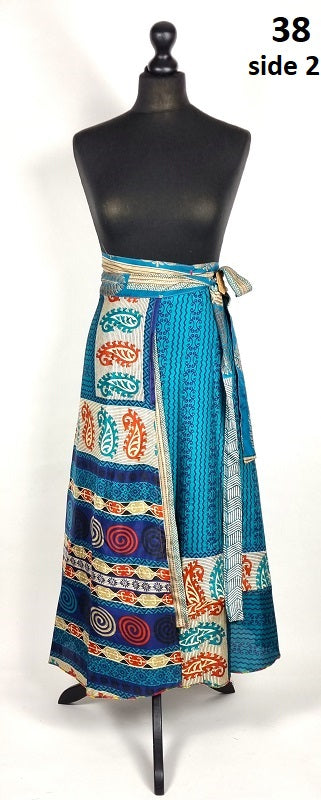 Flattering Indian gypsy wrap skirt made from vintage silk mix saree f Woshoush Galerie Trading