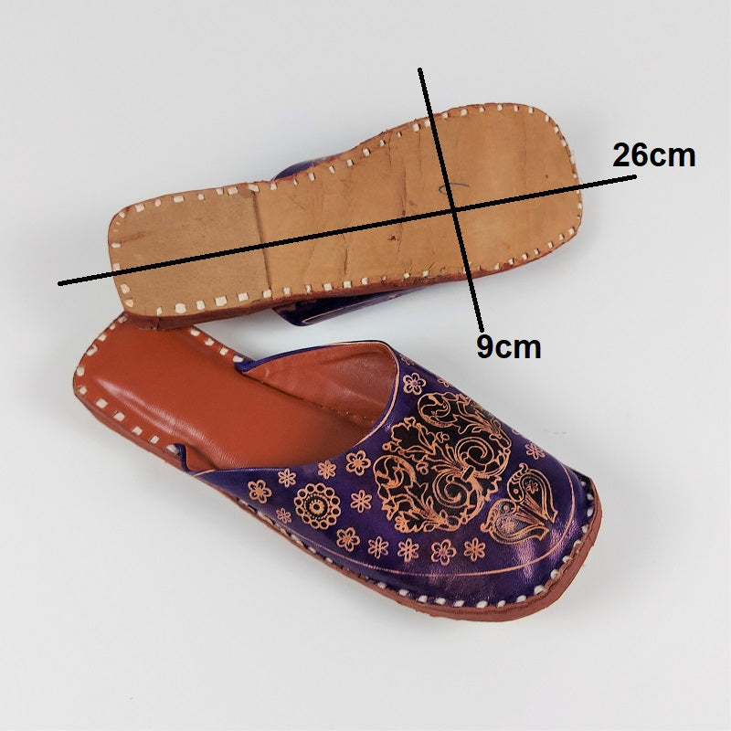 Leather Indian slippers Oriental patterns - size 37/38 – Woshoush & Trading